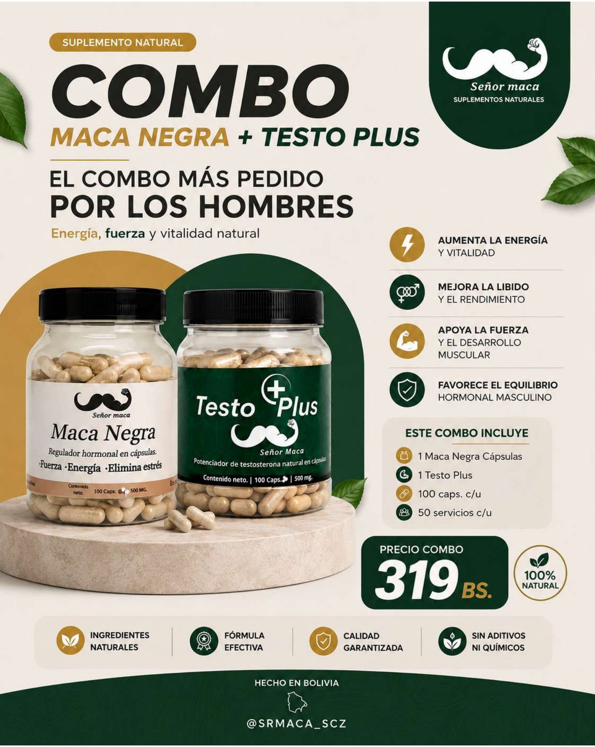 Combo Maca Negra + Testo Plus, catálogo srMaca