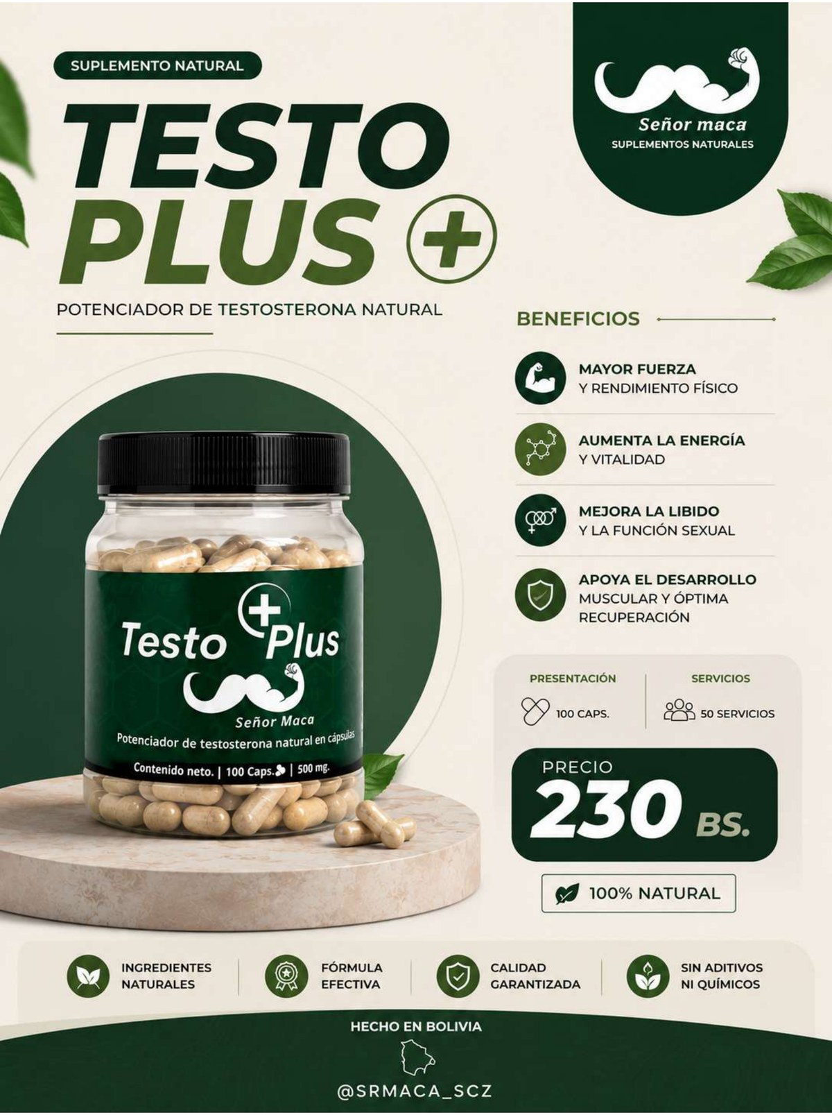 Testo Plus, potenciador natural, catálogo srMaca